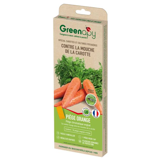 Pièges mouche de la carotte, plaques chromatiques engluées oranges (10 Plaques de 25x10cm)